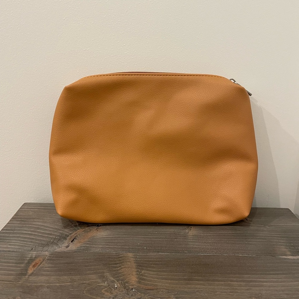 Pixie Mood Vegan Leather Clutch / Cosmetics Pouch – Camel/Tan